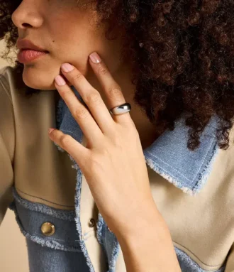Bague à bande en acier inoxydable Ellis Domed Collection