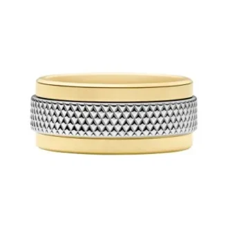 Bague à bande moletée en acier inoxydable bicolore avec texture moletée à la machine