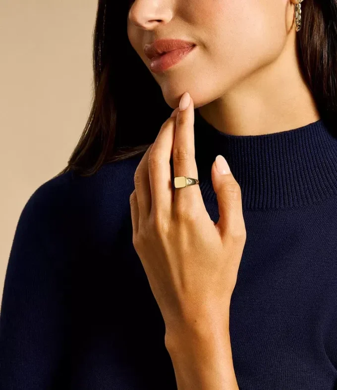 Bague chevalière Ellis en acier inoxydable doré
