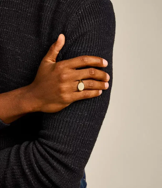 Bague chevalière Ellis en acier inoxydable doré
