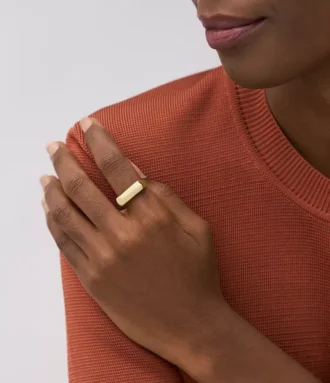 Bague chevalière Heritage D-Link Glitz en acier inoxydable doré
