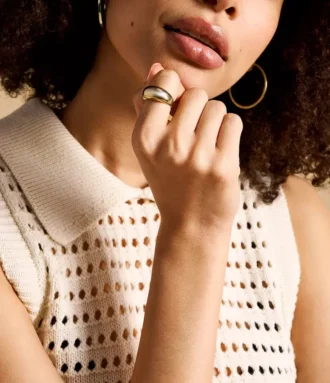 Bague Ellis Domed Collection en acier inoxydable doré