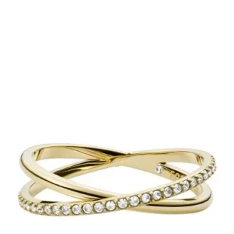 Bague Ellis Pavé Glitz en acier inoxydable doré