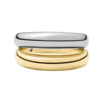 Bague empilable en acier inoxydable bicolore de la collection Ellis Domed