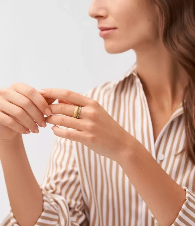 Bague en acier inoxydable doré Archival Glitz