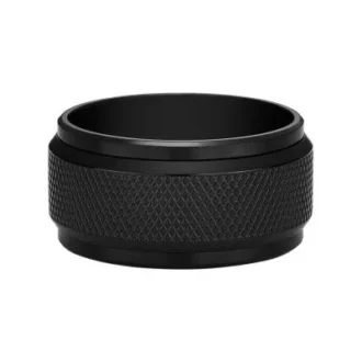Bague en acier inoxydable noir avec texture moletée à la machine