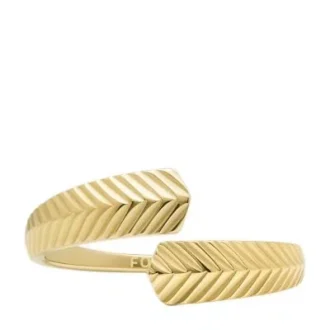 Bague enveloppante Harlow en acier inoxydable doré à texture linéaire