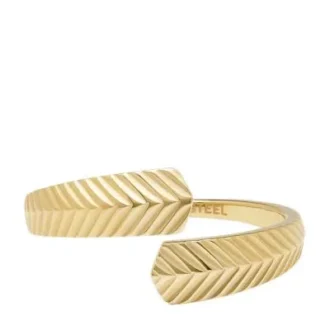 Bague enveloppante Harlow en acier inoxydable doré à texture linéaire