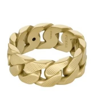 Bague Harlow à chaîne linéaire en acier inoxydable doré