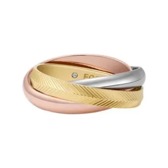 Bague Harlow à maillons entrelacés en acier inoxydable tricolore