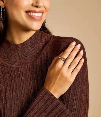 Bague Harlow à maillons entrelacés en acier inoxydable tricolore