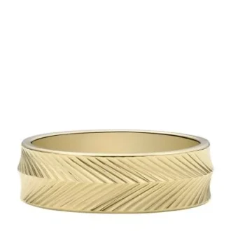 Bague Harlow à texture linéaire en acier inoxydable doré