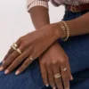 Bague chevalière Heritage D-Link Glitz en acier inoxydable doré
