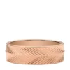 Bague Harlow à texture linéaire en acier inoxydable doré rose