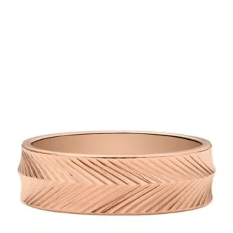 Bague Harlow à texture linéaire en acier inoxydable doré rose