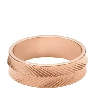 Bague Harlow à texture linéaire en acier inoxydable doré rose
