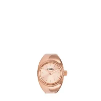 Bague montre à deux aiguilles en acier inoxydable doré rose