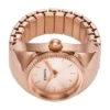 Bague montre à deux aiguilles en acier inoxydable doré rose