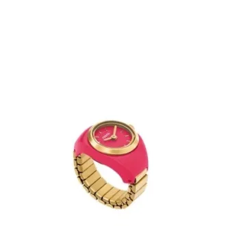 Bague-montre à deux aiguilles en acier inoxydable rose