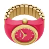 Bague-montre à deux aiguilles en acier inoxydable rose
