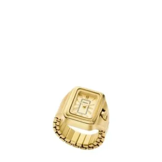Bague-montre Raquel à deux aiguilles en acier inoxydable doré