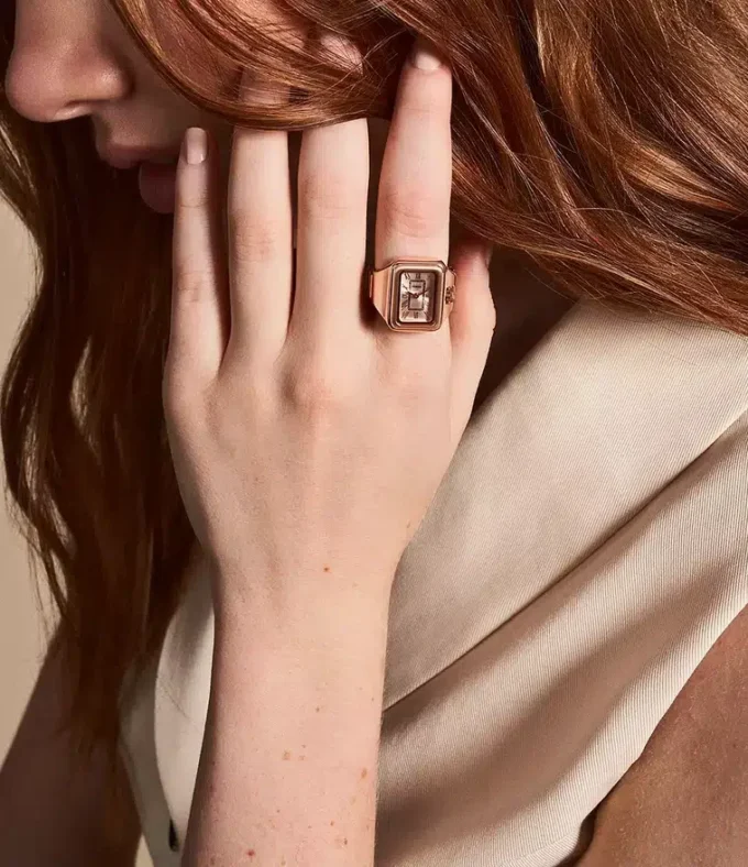 Bague-montre Raquel Deux aiguilles en acier inoxydable doré rose