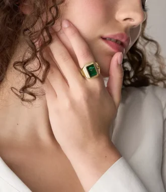 Bague-montre Raquel Montre à deux aiguilles en acier inoxydable doré