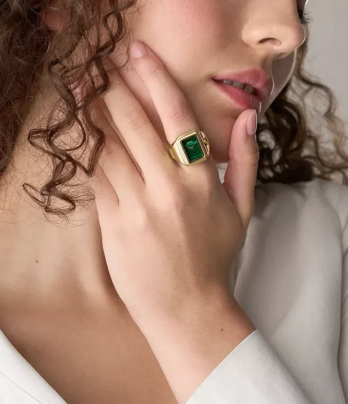 Bague-montre Raquel Montre à deux aiguilles en acier inoxydable doré