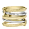 Bague Prestack Harlow en acier inoxydable bicolore à texture linéaire Bague Prestack Harlow en acier inoxydable bicolore à texture linéaire