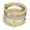 Bague Prestack Harlow en acier inoxydable bicolore à texture linéaire Bague Prestack Harlow en acier inoxydable bicolore à texture linéaire