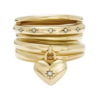 Bague Sadie All My Love en acier inoxydable doré avec cœur