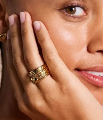 Bague Sadie All My Love en acier inoxydable doré avec cœur