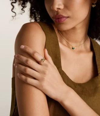 Bague Sutton Modern Meadows en malachite reconstituée avec cœur pré-empilé