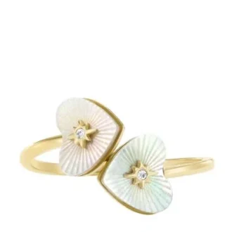 Bague Toi et Moi Sutton Radiant Love en acier inoxydable doré et nacre