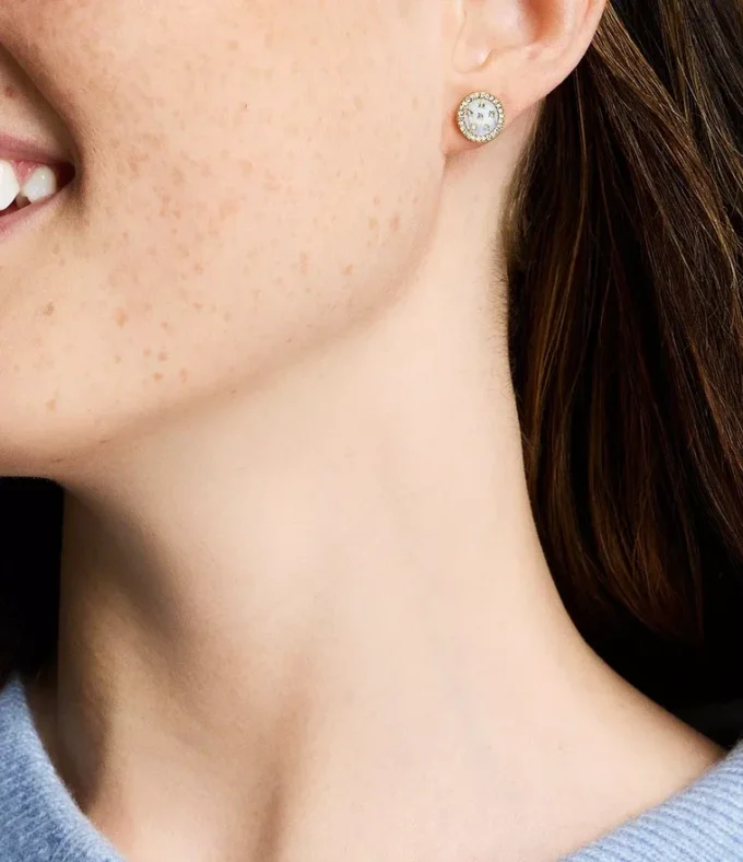 Boucles d&rsquo;oreilles classiques en acier inoxydable doré et nacre Merrit