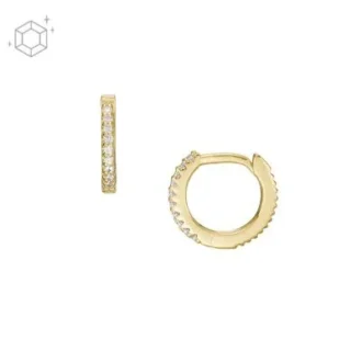 Boucles d&rsquo;oreilles créoles Ellis Pavé Glitz en argent sterling doré