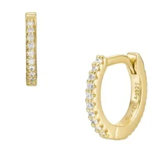 Boucles d&rsquo;oreilles créoles Ellis Pavé Glitz en argent sterling doré