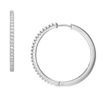 Boucles d&rsquo;oreilles créoles Ellis Pavé Glitz en laiton argenté