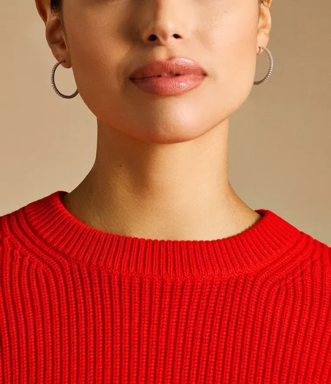 Boucles d&rsquo;oreilles créoles Ellis Pavé Glitz en laiton argenté