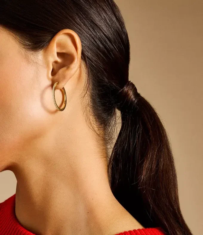 Boucles d&rsquo;oreilles créoles Ellis Pavé Glitz en laiton doré