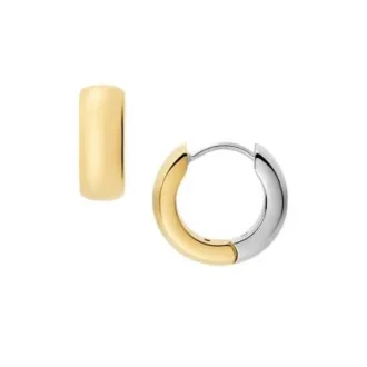 Boucles d&rsquo;oreilles créoles en acier inoxydable bicolore Ellis Domed Collection