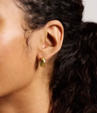 Boucles d&rsquo;oreilles créoles en acier inoxydable bicolore Ellis Domed Collection