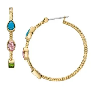 Boucles d&rsquo;oreilles créoles en acier inoxydable doré de la collection Good Luck