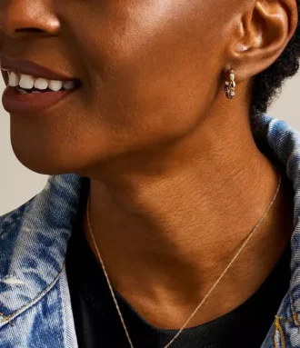 Boucles d&rsquo;oreilles créoles en acier inoxydable doré Sutton Evil Eye