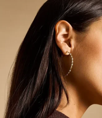 Boucles d&rsquo;oreilles créoles en acier inoxydable doré Sutton Evil Eye