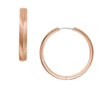 Boucles d&rsquo;oreilles créoles Harlow en acier inoxydable doré à la texture linéaire