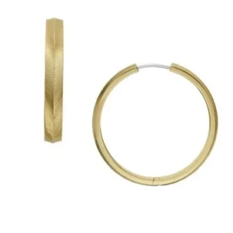 Boucles d&rsquo;oreilles créoles Harlow en acier inoxydable doré à texture linéaire