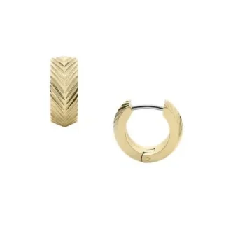 Boucles d&rsquo;oreilles créoles Huggie Harlow en acier inoxydable doré à texture linéaire