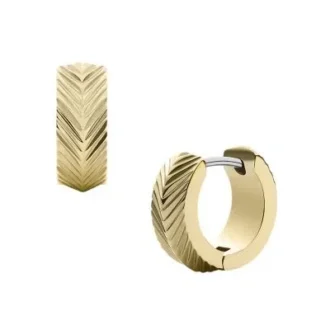 Boucles d&rsquo;oreilles créoles Huggie Harlow en acier inoxydable doré à texture linéaire