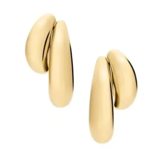 Boucles d&rsquo;oreilles imposantes en acier inoxydable doré de la collection Domed
